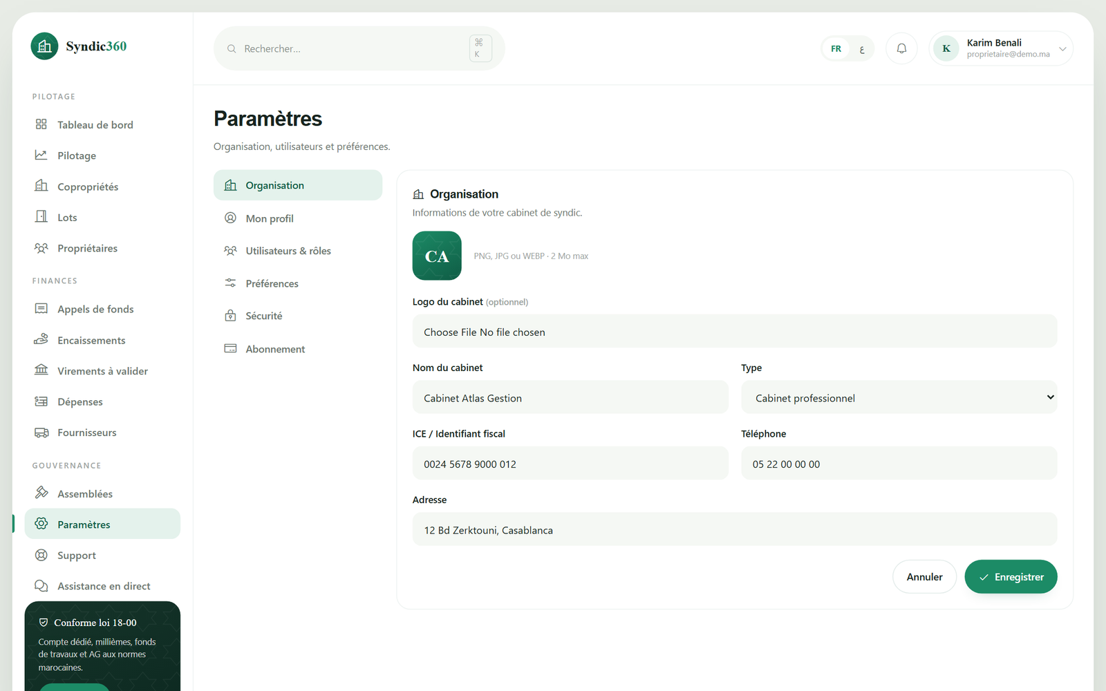 Paramètres → Utilisateurs : invitez votre équipe et attribuez les rôles (admin, comptable, lecture).